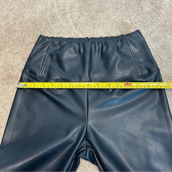 La Classe Couture navy blue faux leather pleather leggings vegan Sz M high rise - Picture 5 of 12